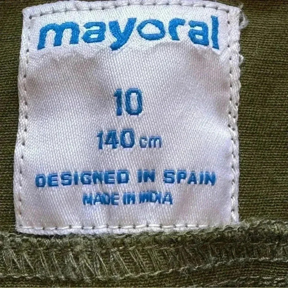 Mayoral Olive Army Green Glam Cotton Blend Denim Girls Jeans Jacket SZ 10 #2036 - Picture 4 of 9